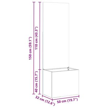 Blumentopf mit dekorativem Paneel Silber 50 x 140 cm Edelstahl