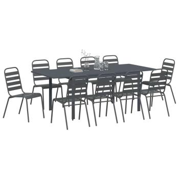 11-teiliges Garten-Dining-Set Anthrazit Stahl