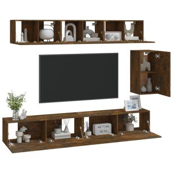 6-tlg. TV-Schrank-Set Räuchereiche Holzwerkstoff