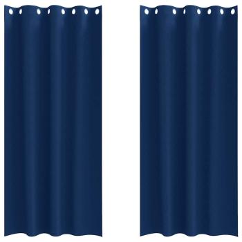 Vorhänge mit Vorhängen 2 pcs Dunkelblau 225 x 140 cm Polyester
