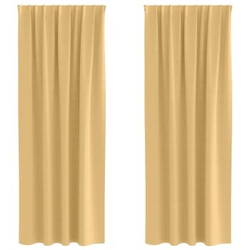 Vorhänge mit Vorhängen 2 pcs Beige 225 x 140 cm Polyester