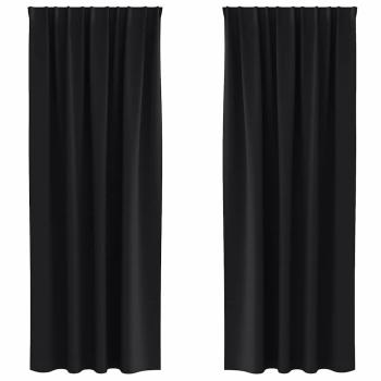 Vorhänge mit Vorhängen 2 pcs Schwarz 260 x 140 cm Polyester