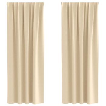 Vorhänge mit Vorhängen 2 pcs Creme 225 x 140 cm Polyester