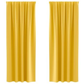 Vorhänge mit Vorhängen 2 pcs Senfgelb 225 x 140 cm Polyester