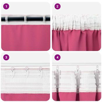 Verdunkelungs-Vorhänge mit Ringen 2 pcs Helles Pink