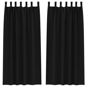 Vorhänge mit Vorhängen 2 pcs Schwarz 245 x 140 cm Polyester