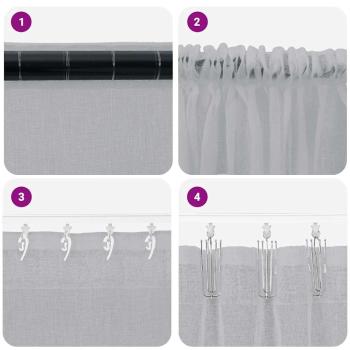 Voile-Vorhang 2 pcs Dunkelgrau 225 x 140 cm Polyester