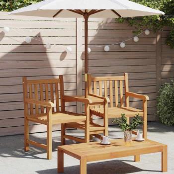 Outdoor-Stühle mit Regal Braun 152 x 63 x 89 cm Teak-Massivholz