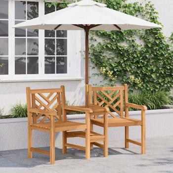 ARDEBO.de - Outdoor-Stühle mit Regal Lattice Braun 152 x 63 x 89 cm Teak-Massivholz
