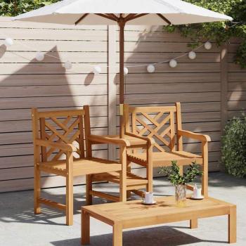 Outdoor-Stühle mit Regal Lattice Braun 152 x 63 x 89 cm Teak-Massivholz