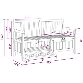 Gartenaufbewahrungsbank Braun 150 x 60 x 90 cm Teak-Massivholz