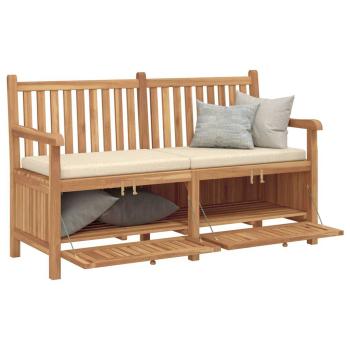 Gartenaufbewahrungsbank Braun 150 x 60 x 90 cm Teak-Massivholz