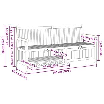 Gartenaufbewahrungsbank Braun 228 x 60 x 90 cm Teak-Massivholz
