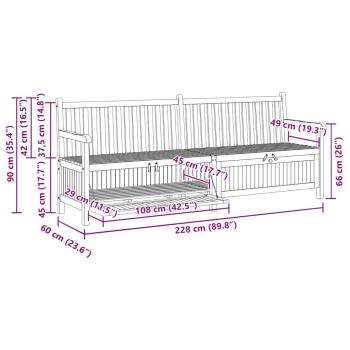 Gartenaufbewahrungsbank Braun 228 x 60 x 90 cm Teak-Massivholz