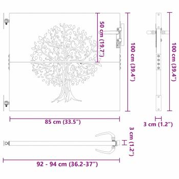 Gartentor Schwarz 100 x 100 cm Pulverbeschichteter Stahl
