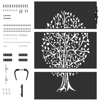 Gartentor Schwarz 100 x 125 cm Pulverbeschichteter Stahl