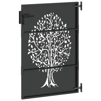 Gartentor Schwarz 100 x 150 cm Pulverbeschichteter Stahl