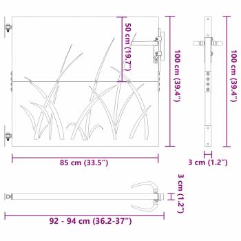 Gartentor Schwarz 105 x 100 cm Pulverbeschichteter Stahl