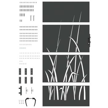 Gartentor Schwarz 105 x 200 cm Pulverbeschichteter Stahl