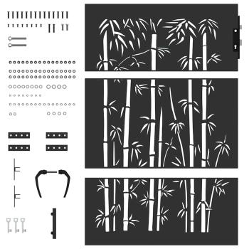 Gartentor Schwarz 105 x 125 cm Pulverbeschichteter Stahl
