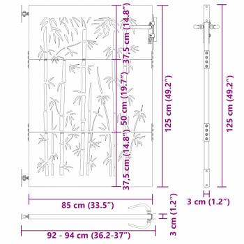 Gartentor Schwarz 105 x 125 cm Pulverbeschichteter Stahl