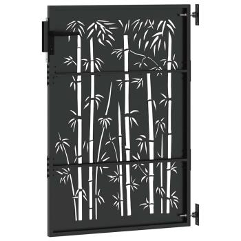 Gartentor Schwarz 105 x 150 cm Pulverbeschichteter Stahl