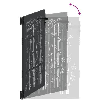 Gartentor Schwarz 105 x 150 cm Pulverbeschichteter Stahl