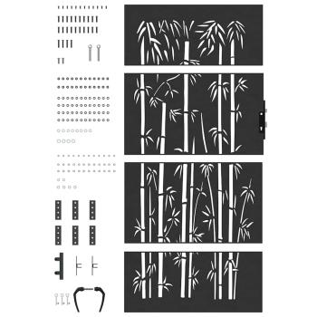Gartentor Schwarz 105 x 200 cm Pulverbeschichteter Stahl