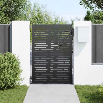 Gartentor Schwarz 105 x 150 cm Pulverbeschichteter Stahl