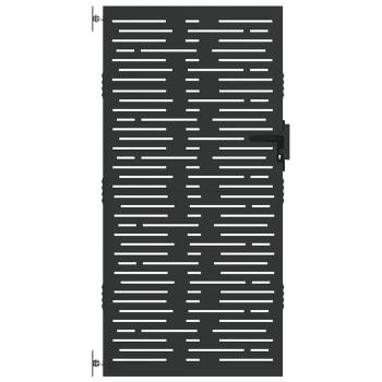 Gartentor Schwarz 105 x 200 cm Pulverbeschichteter Stahl