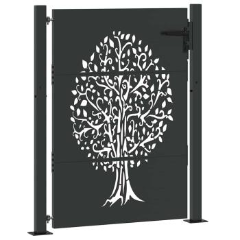 Gartentor Schwarz 105 x 125 cm Pulverbeschichteter Stahl