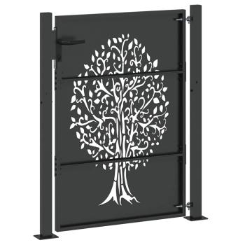 Gartentor Schwarz 105 x 125 cm Pulverbeschichteter Stahl