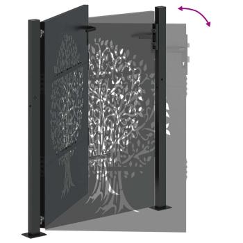 Gartentor Schwarz 105 x 125 cm Pulverbeschichteter Stahl