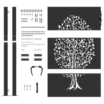 Gartentor Schwarz 105 x 150 cm Pulverbeschichteter Stahl
