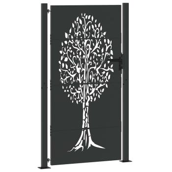 Gartentor Schwarz 105 x 175 cm Pulverbeschichteter Stahl