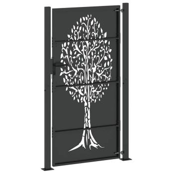 Gartentor Schwarz 105 x 175 cm Pulverbeschichteter Stahl