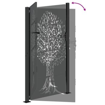 Gartentor Schwarz 105 x 175 cm Pulverbeschichteter Stahl