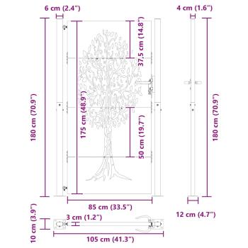Gartentor Schwarz 105 x 175 cm Pulverbeschichteter Stahl