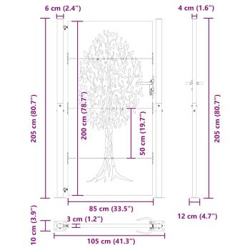 Gartentor Schwarz 105 x 200 cm Pulverbeschichteter Stahl
