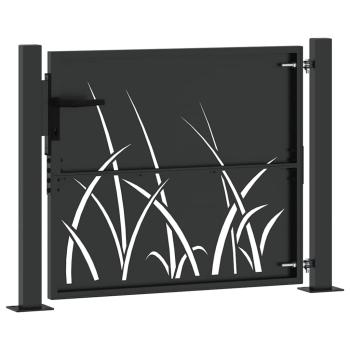 Gartentor Schwarz 105 x 100 cm Pulverbeschichteter Stahl