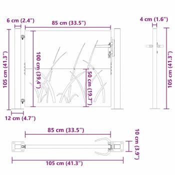Gartentor Schwarz 105 x 100 cm Pulverbeschichteter Stahl