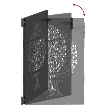 Gartentor Schwarz 105 x 125 cm Pulverbeschichteter Stahl