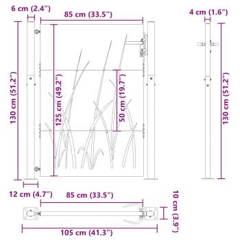 Gartentor Schwarz 105 x 125 cm Pulverbeschichteter Stahl
