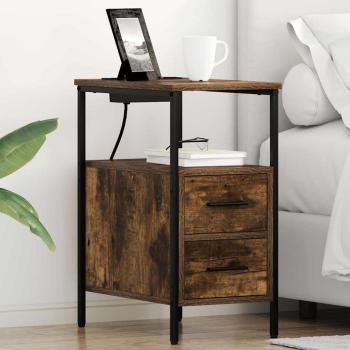 ARDEBO.de - Nachttische 2 pcs Räuchereiche 30 x 48 x 61 cm Holzwerkstoff