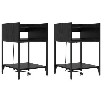ARDEBO.de - Nachttische 2 pcs Schwarze Eiche 40 x 40 x 61 cm Holzwerkstoff