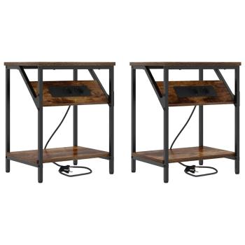 Nachttische 2 pcs Räuchereiche 38 x 30 x 48 cm Holzwerkstoff