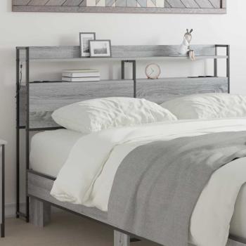 ARDEBO.de - Stauraum-Kopfteil Grau sonoma 120 cm Holzwerkstoff