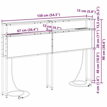 Stauraum-Kopfteil mit Kopfteil mit Speicher Braun Eiche 135 cm Holzwerkstoff