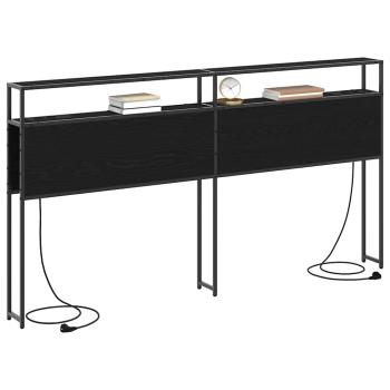 Stauraum-Kopfteil Schwarz Eiche 180 cm Holzwerkstoff