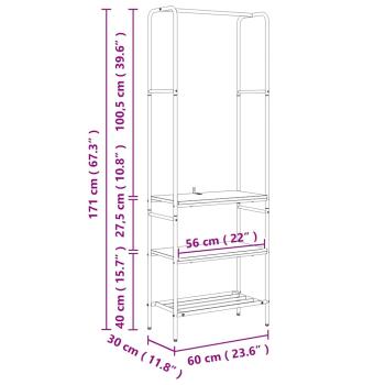 Kleiderständer mit Regalen Grau Sonoma 60 x 30 x 171 cm